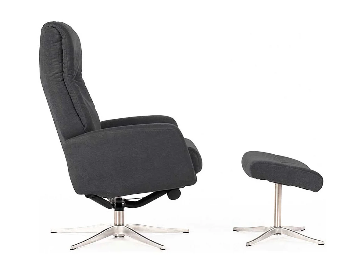 Entspannungssessel in Dunkelgrau Samt Fußhocker (zweiteilig)