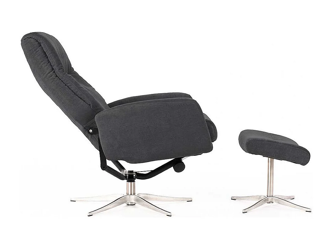Entspannungssessel in Dunkelgrau Samt Fußhocker (zweiteilig)