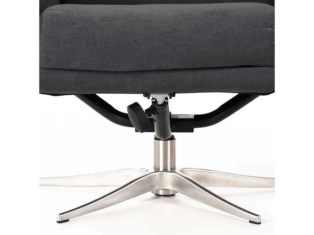 Entspannungssessel in Dunkelgrau Samt Fußhocker (zweiteilig)