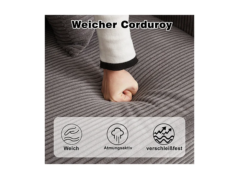 Canapé 6 Places d'angle modulable, en velours côtelé, avec Méridienne réversible, DIY salon, Gris anthracite