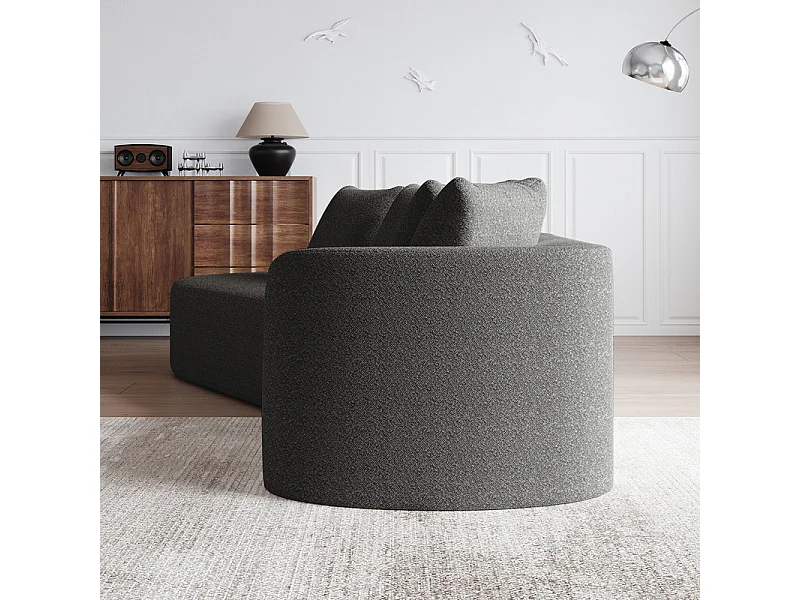 Canapé 4 places d'angle gauche moderne surdimensionné, avec 4 oreillers, méridienne incurvé, tissu chenille, Gris anthracite