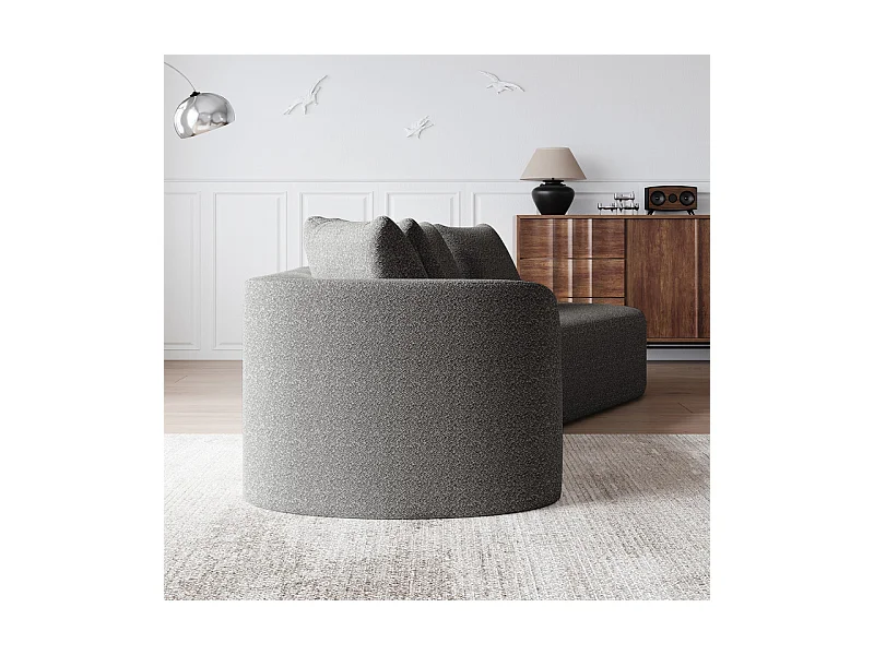 Canapé 4 places d'angle droit moderne surdimensionné, avec 4 oreillers, méridienne incurvé, tissu chenille, Gris clair