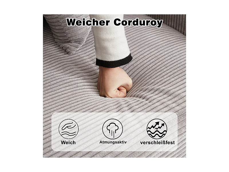 Canapé 6 Places d'angle modulable, en velours côtelé, avec Méridienne réversible, DIY salon, Gris clair