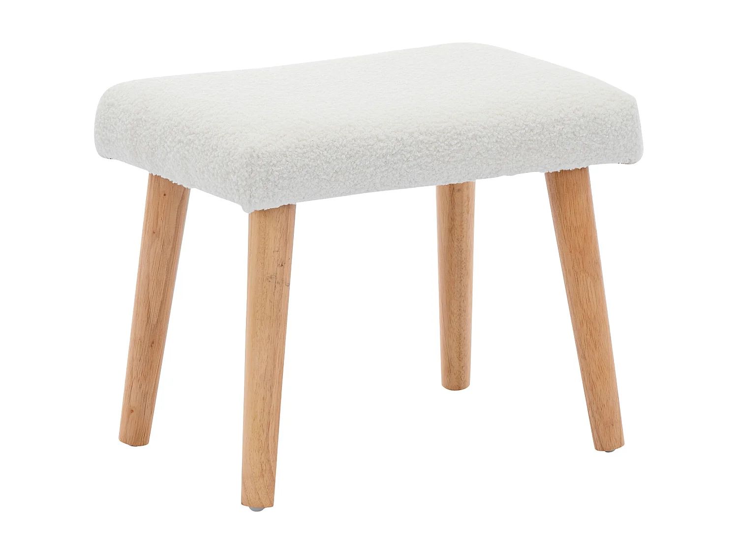 Fauteuil à bascule blanc avec repose-pieds et dossier haut, base en bois,Rocking chair en tissu teddy