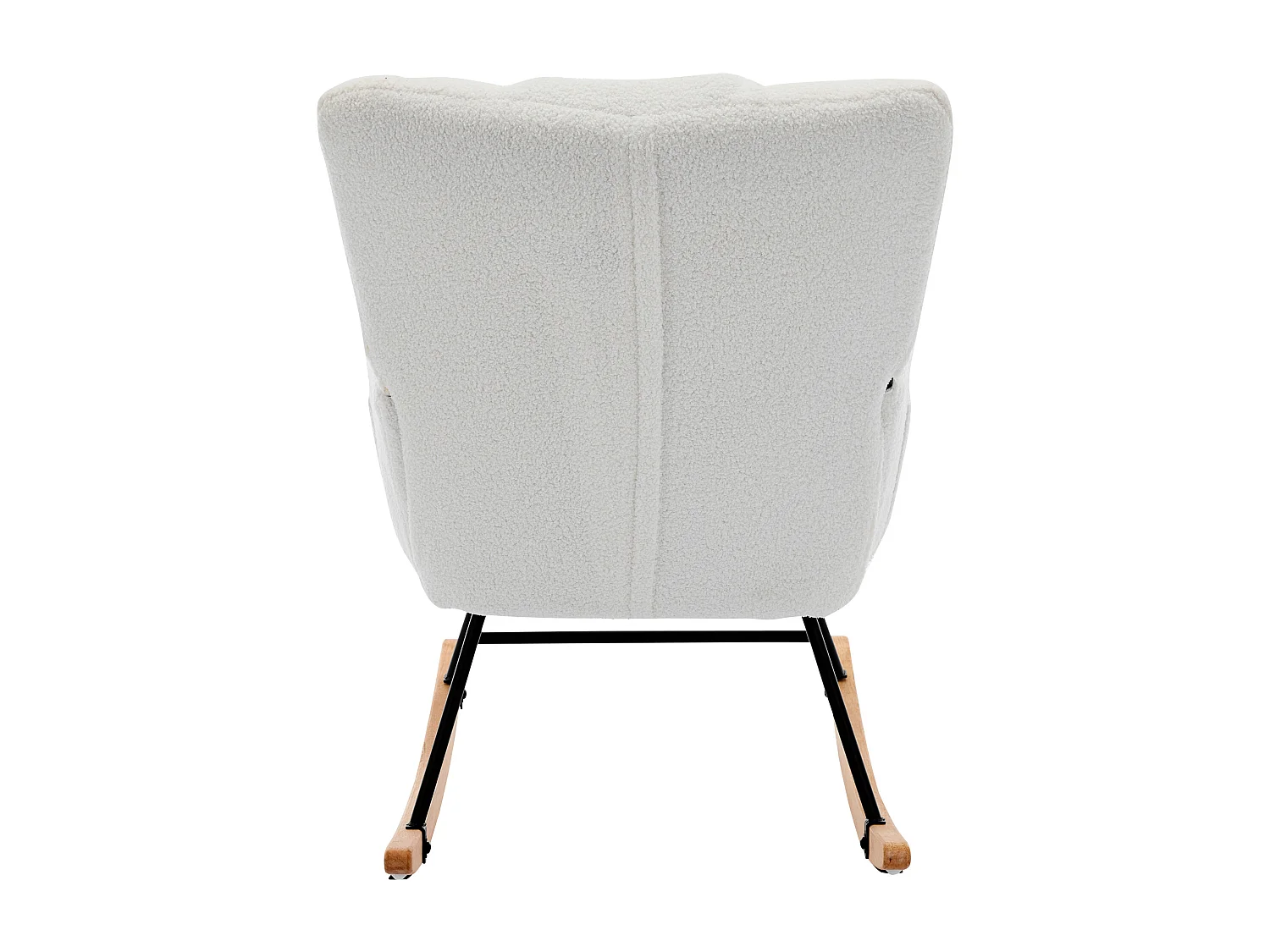 Rocking chair en tissu Teddy blanc，fauteuil à bascule avec repose-pieds et poches latérales