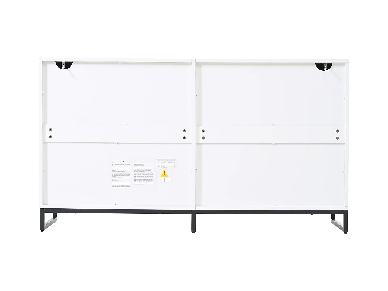 Cassettiera bianca con 6 cassetti in finitura lucida, gambe in metallo nero