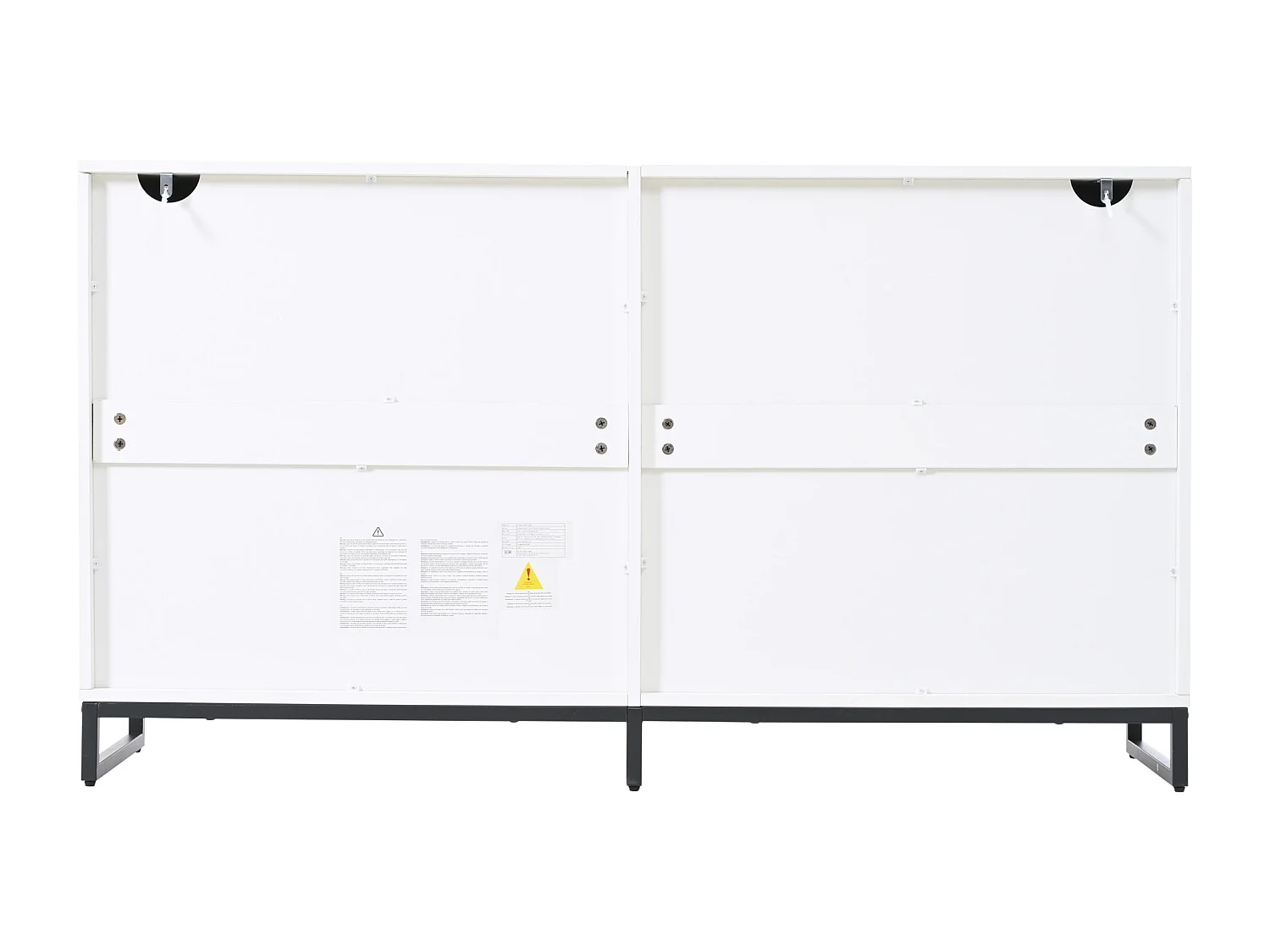 Commode blanche avec 6 tiroirs en finition brillante , pieds en métal noir