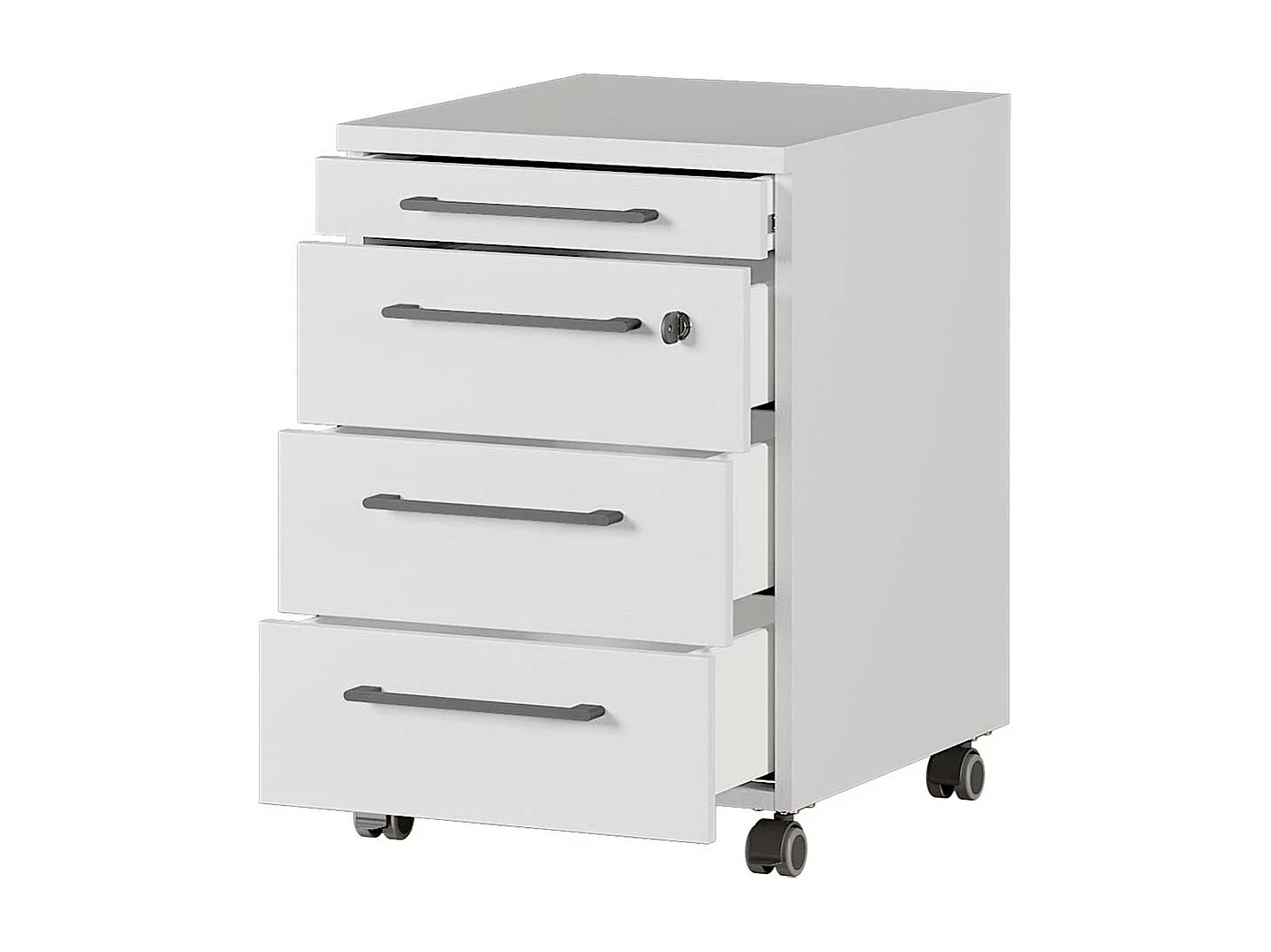 Schreibtischcontainer in Lichtgrau abschließbar