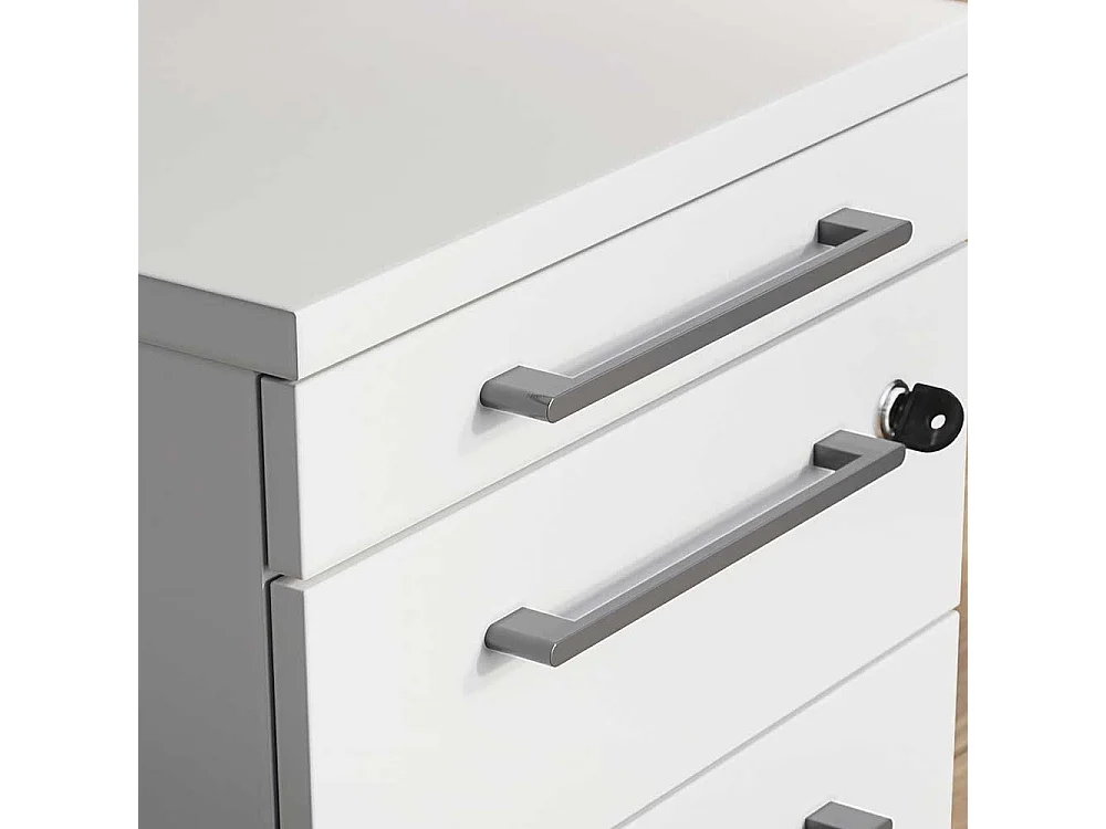 Schreibtischcontainer in Lichtgrau abschließbar