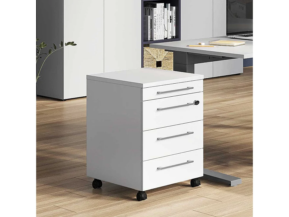 Schreibtischcontainer in Lichtgrau abschließbar