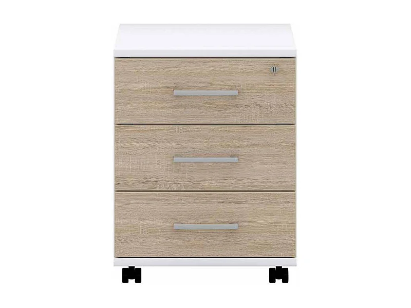 Schreibtisch Rollcontainer in Wei� Sonoma Eiche