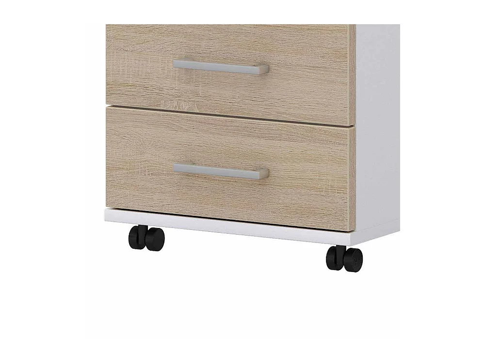 Schreibtisch Rollcontainer in Wei� Sonoma Eiche