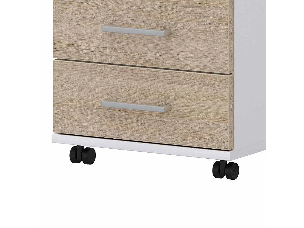 Schreibtisch Rollcontainer in Wei� Sonoma Eiche