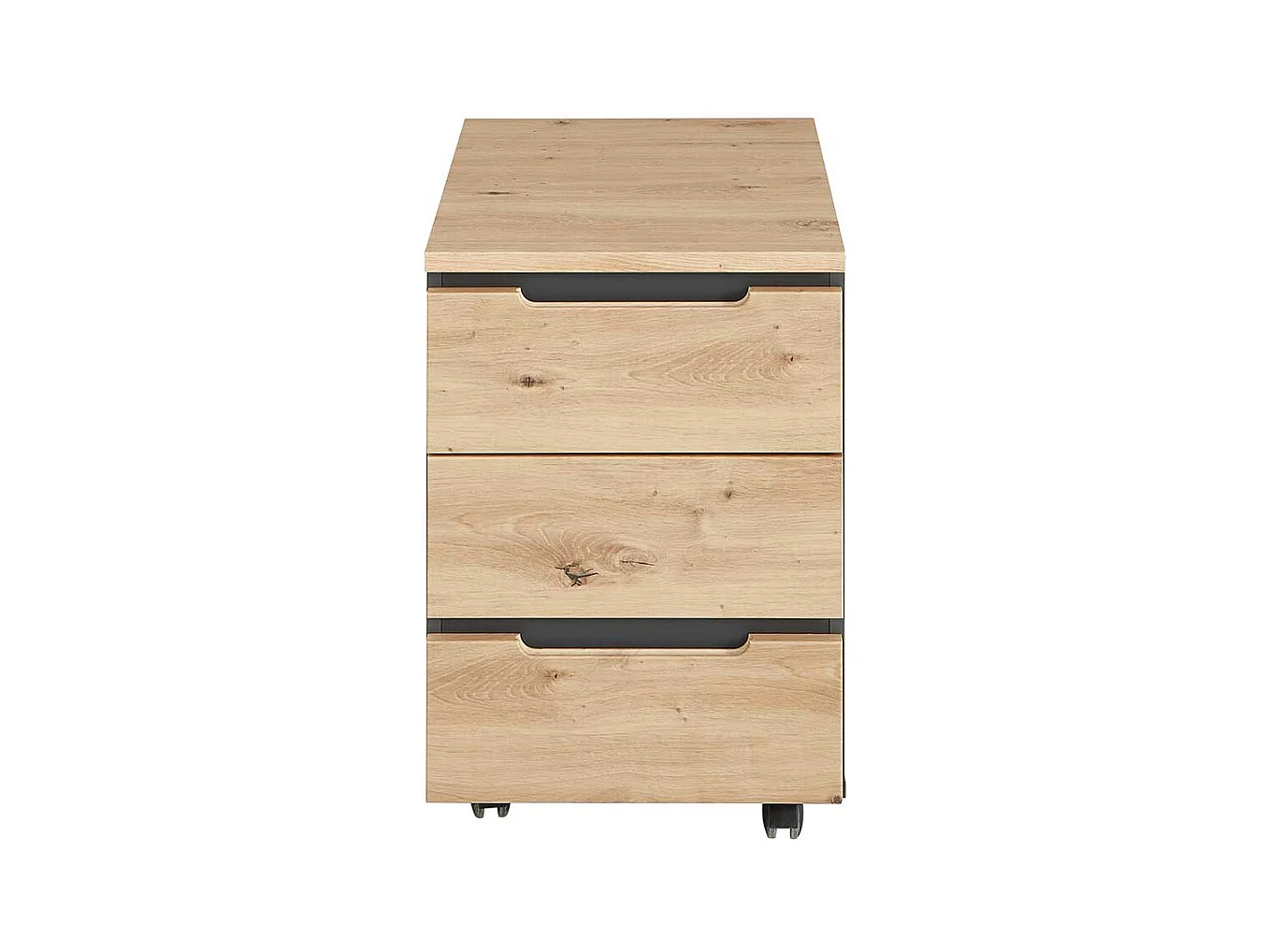 Schreibtischcontainer mit Rollen - drei Schubladen 66 cm hoch