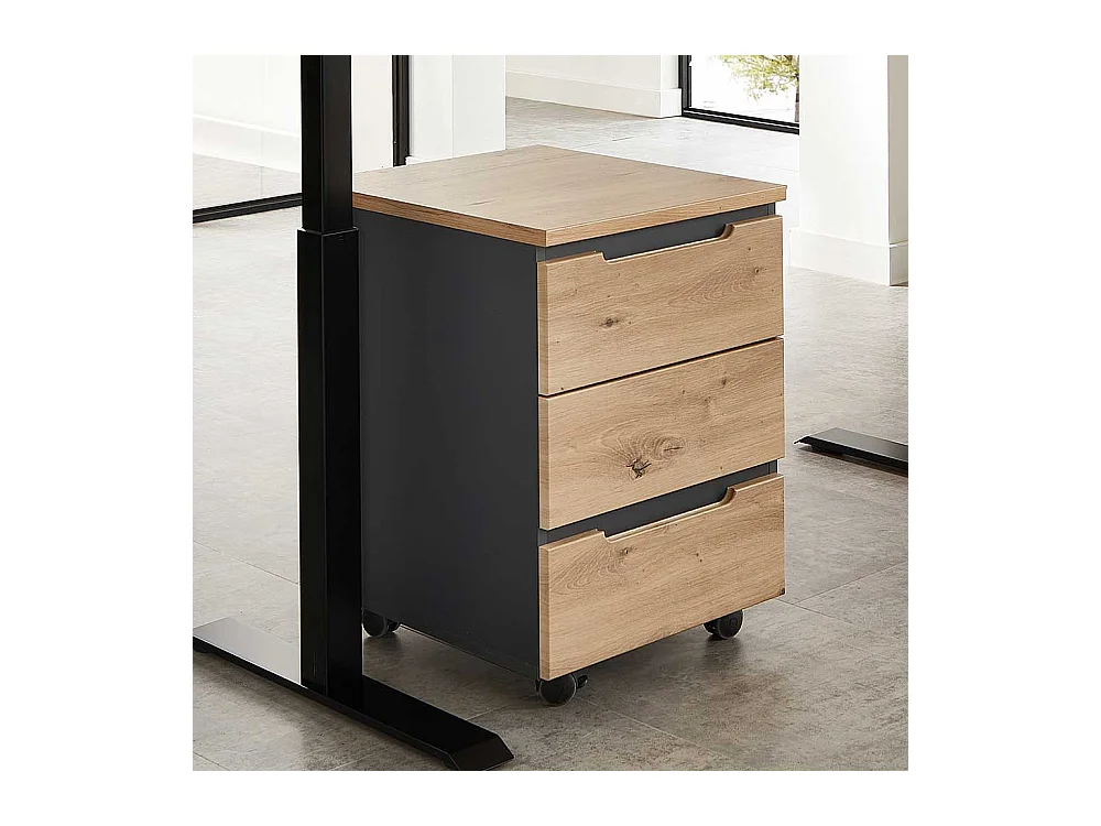 Schreibtischcontainer mit Rollen - drei Schubladen 66 cm hoch