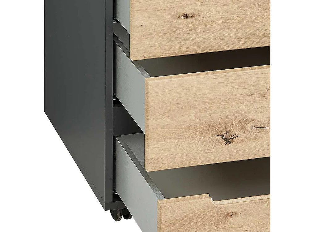 Schreibtischcontainer mit Rollen - drei Schubladen 66 cm hoch