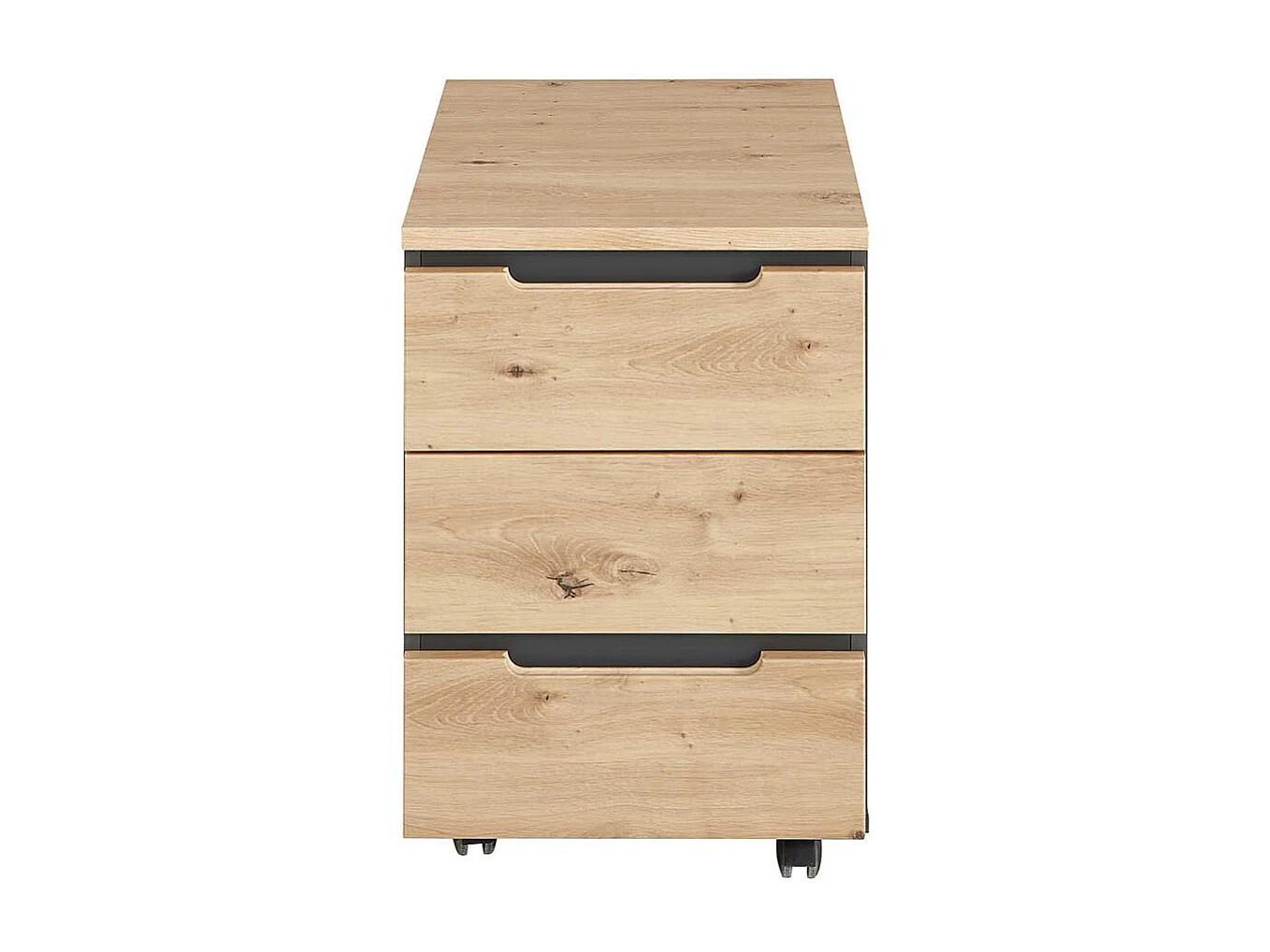 Schreibtischcontainer mit Rollen - drei Schubladen 66 cm hoch