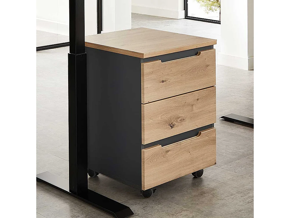 Schreibtischcontainer mit Rollen - drei Schubladen 66 cm hoch