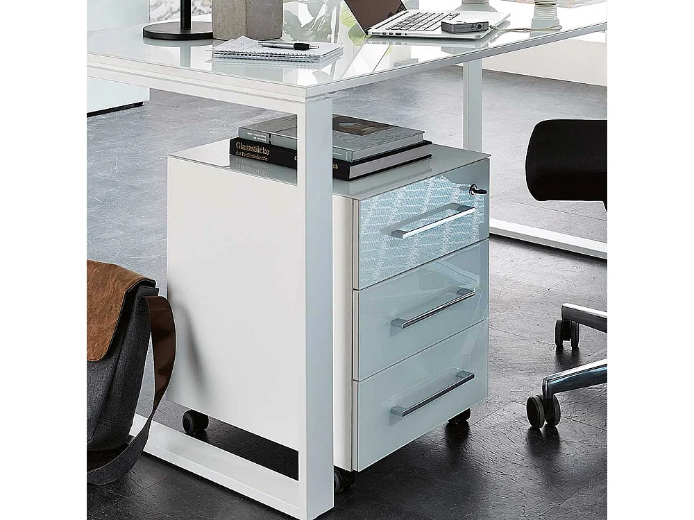 Bürocontainer in Weiß mit Glas beschichtet abschließbar
