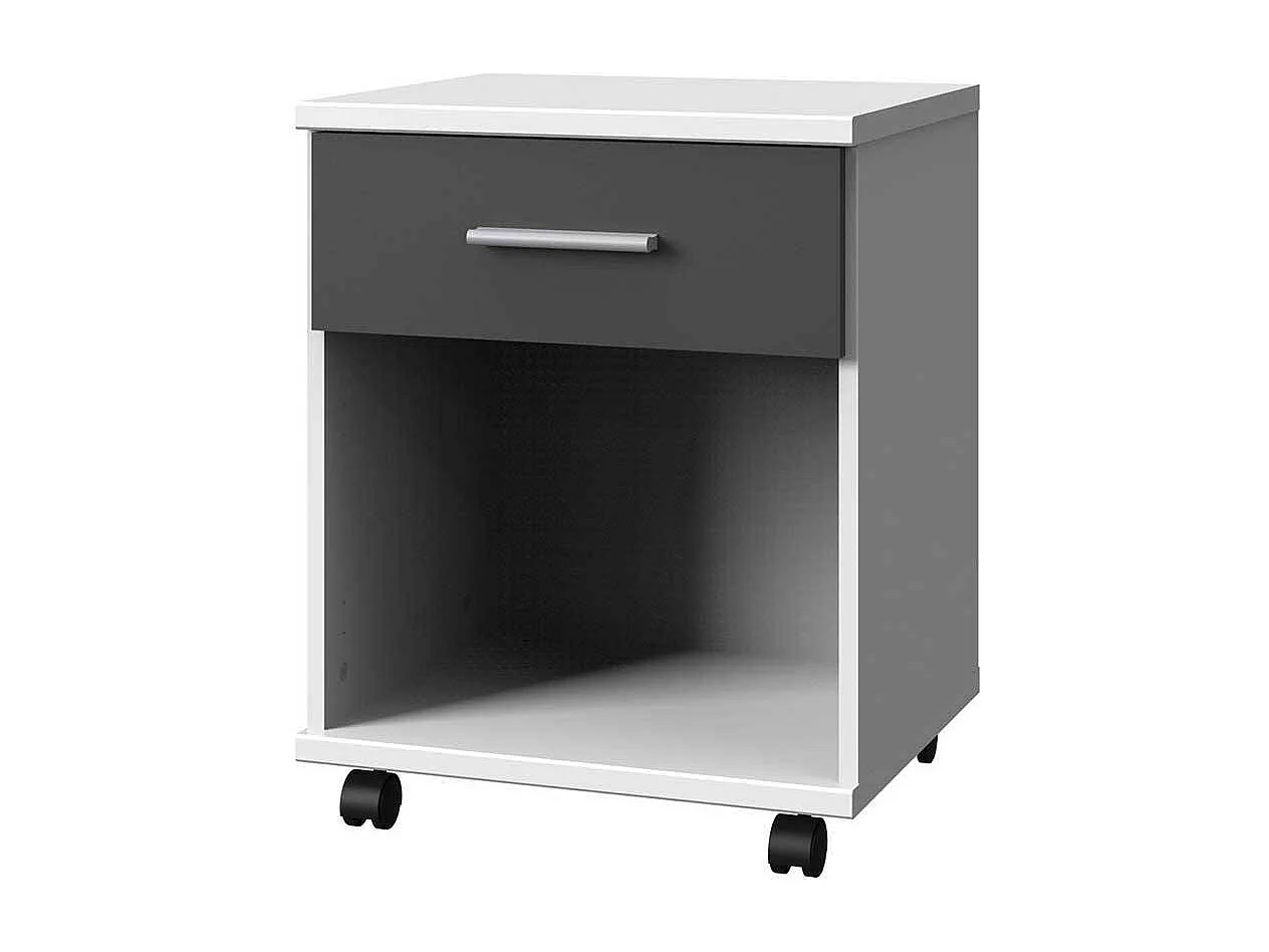 Rollcontainer mit einer Schublade in Weiß und Dunkelgrau 46 cm breit
