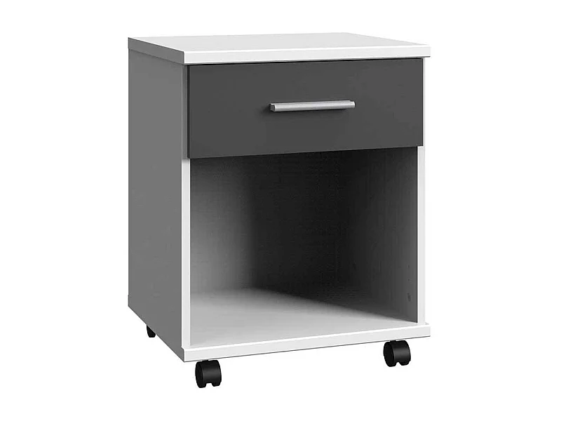 Rollcontainer mit einer Schublade in Weiß und Dunkelgrau 46 cm breit
