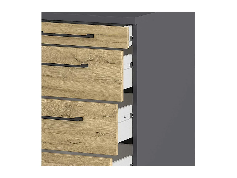 Rollcontainer in Wildeichefarben und Dunkelgrau vier Schubladen