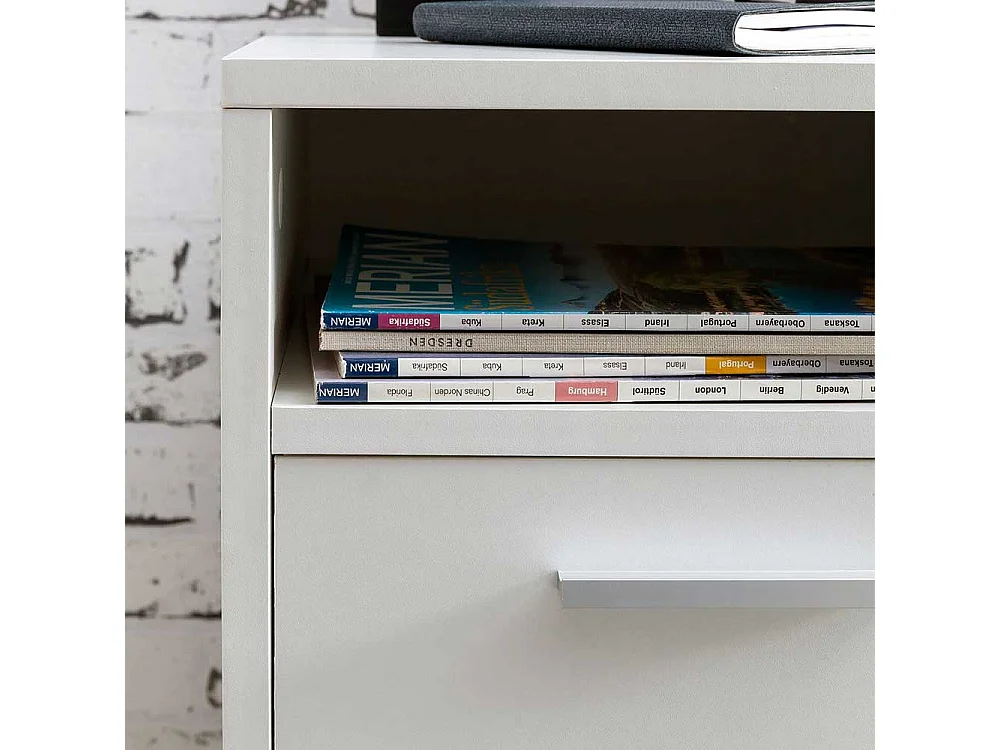 Weißer Rollcontainer mit Tür 60 cm hoch