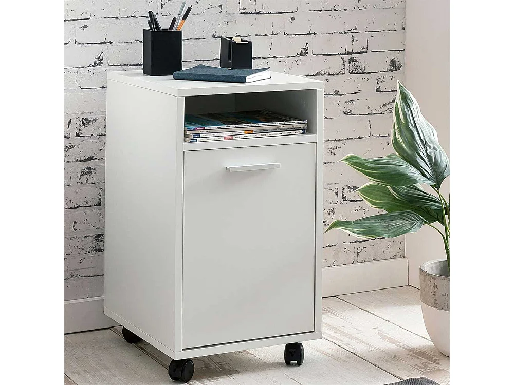 Weißer Rollcontainer mit Tür 60 cm hoch