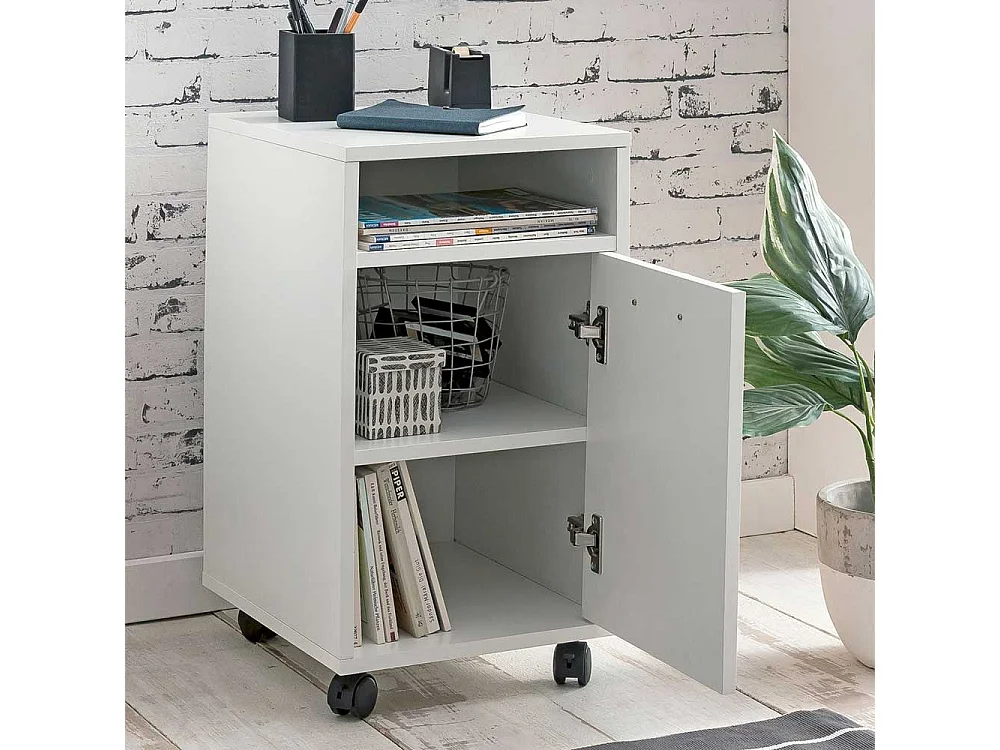 Weißer Rollcontainer mit Tür 60 cm hoch