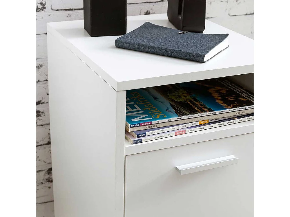 Weißer Rollcontainer mit Tür 60 cm hoch