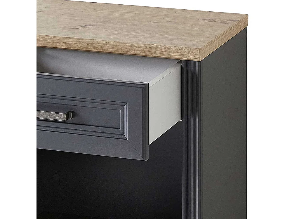 Bürorollcontainer in Dunkelgrau & Eichefarben Schublade und Ordnerfach