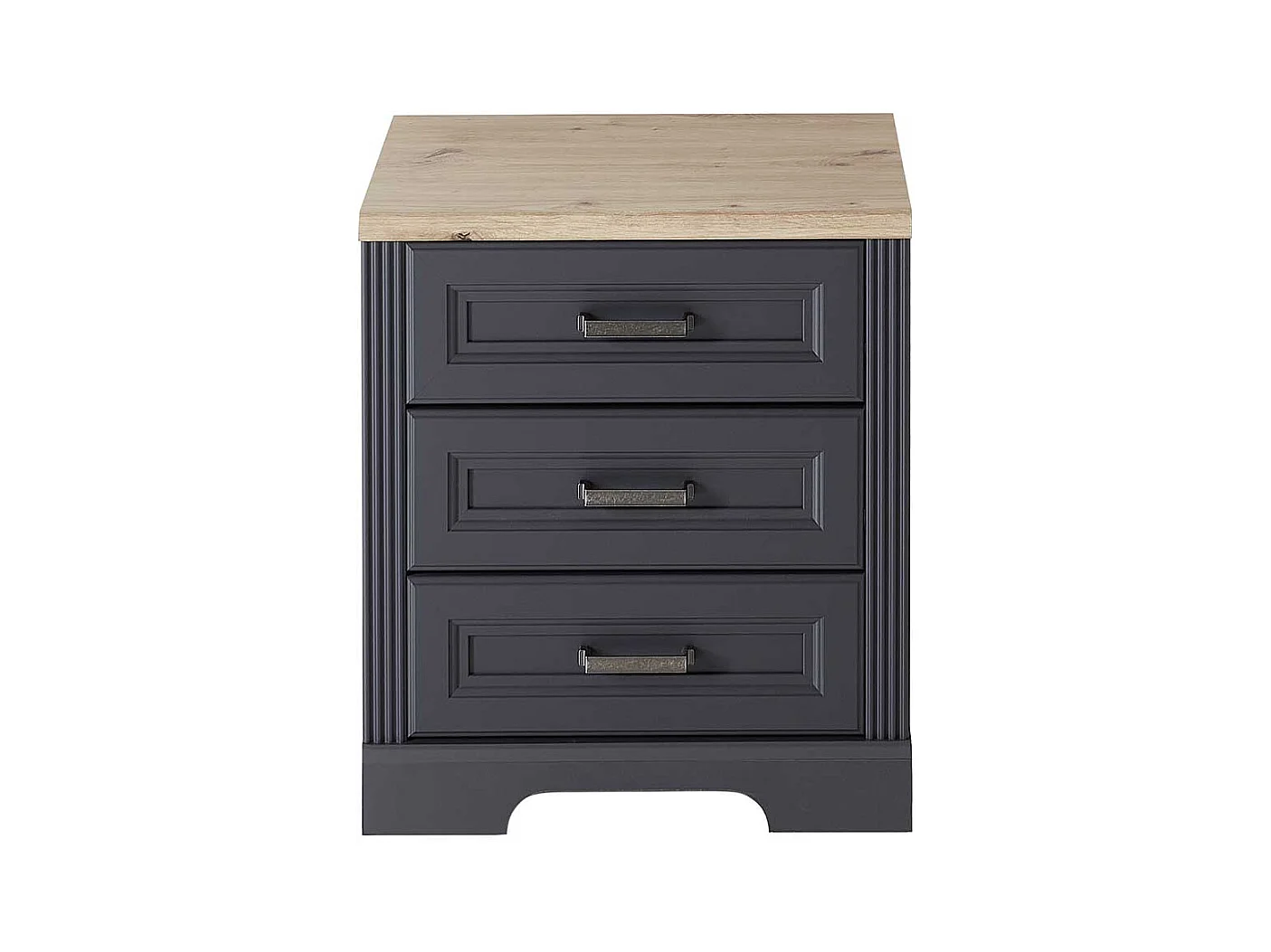 Bürorollcontainer in Dunkelgrau & Eichefarben drei Schubladen