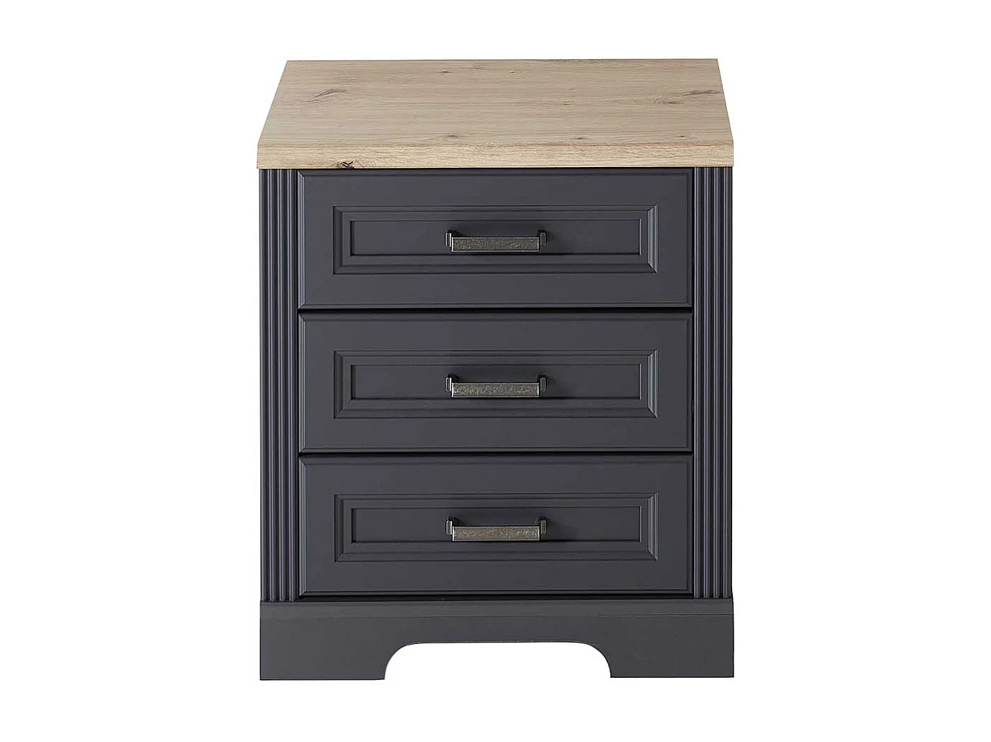 Bürorollcontainer in Dunkelgrau & Eichefarben drei Schubladen