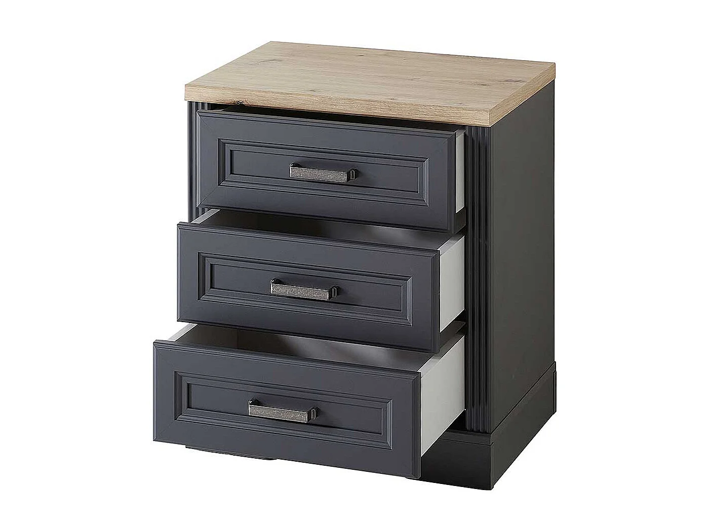 Bürorollcontainer in Dunkelgrau & Eichefarben drei Schubladen