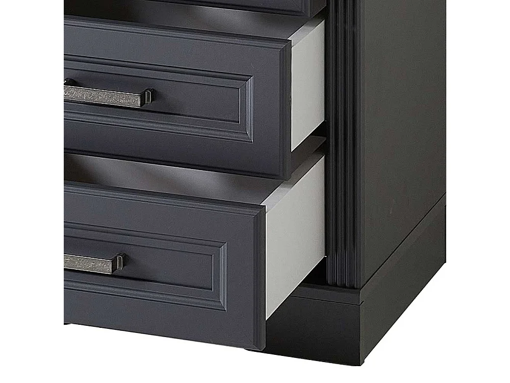 Bürorollcontainer in Dunkelgrau & Eichefarben drei Schubladen