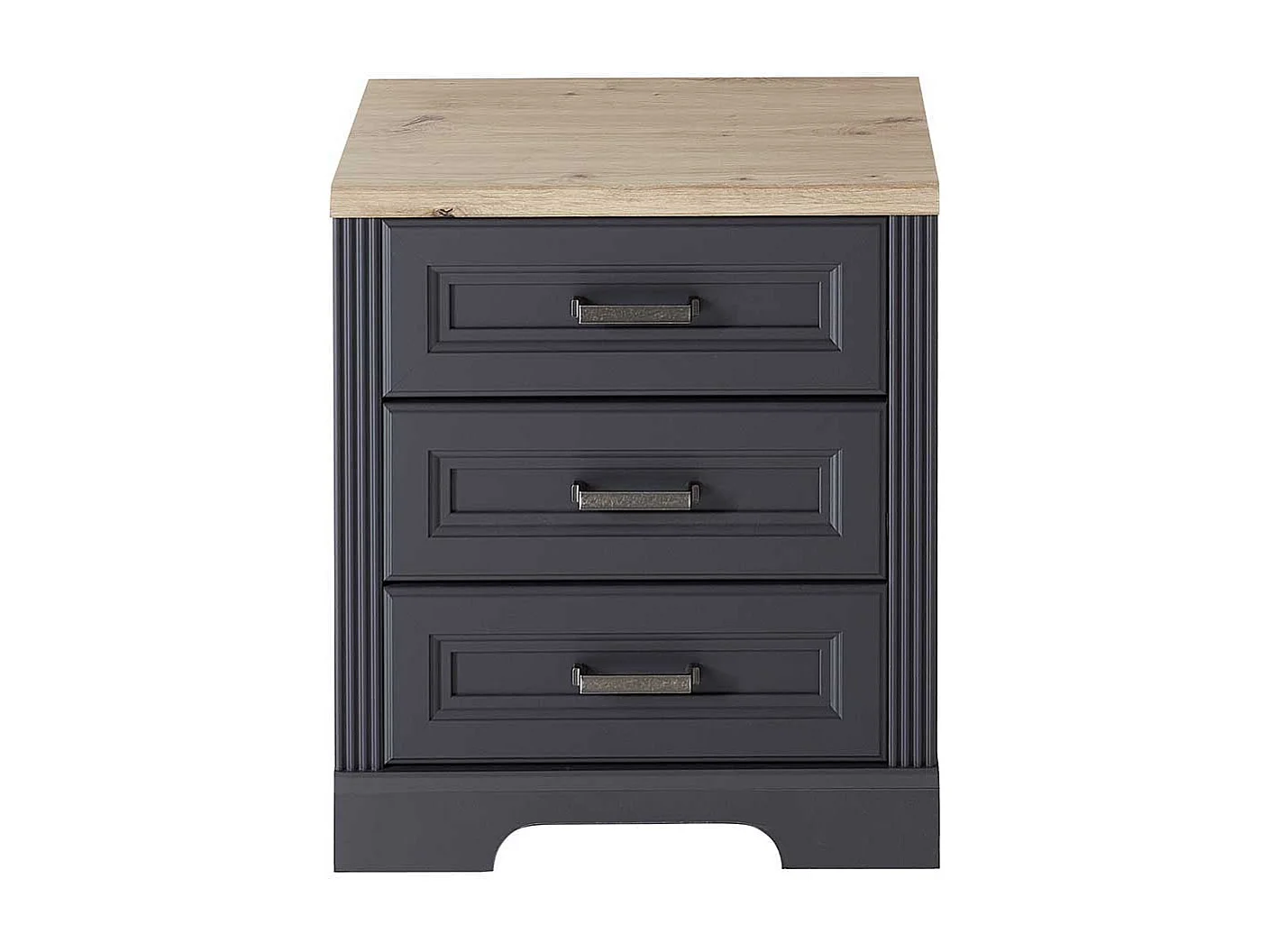 Bürorollcontainer in Dunkelgrau & Eichefarben drei Schubladen