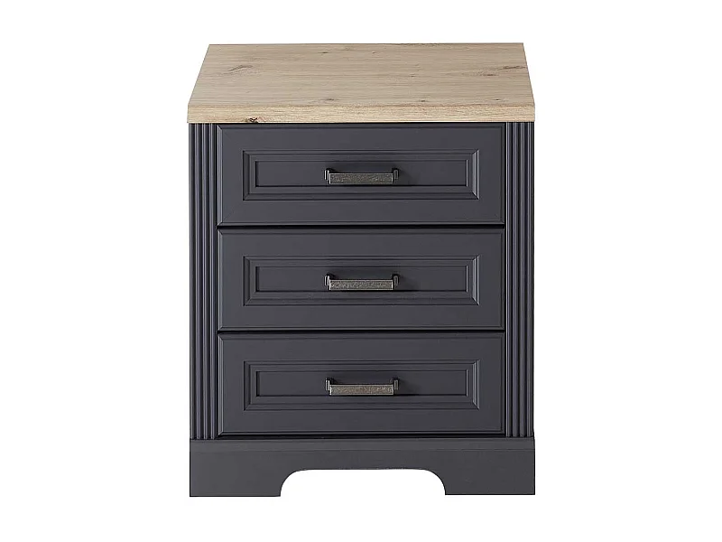 Bürorollcontainer in Dunkelgrau & Eichefarben drei Schubladen