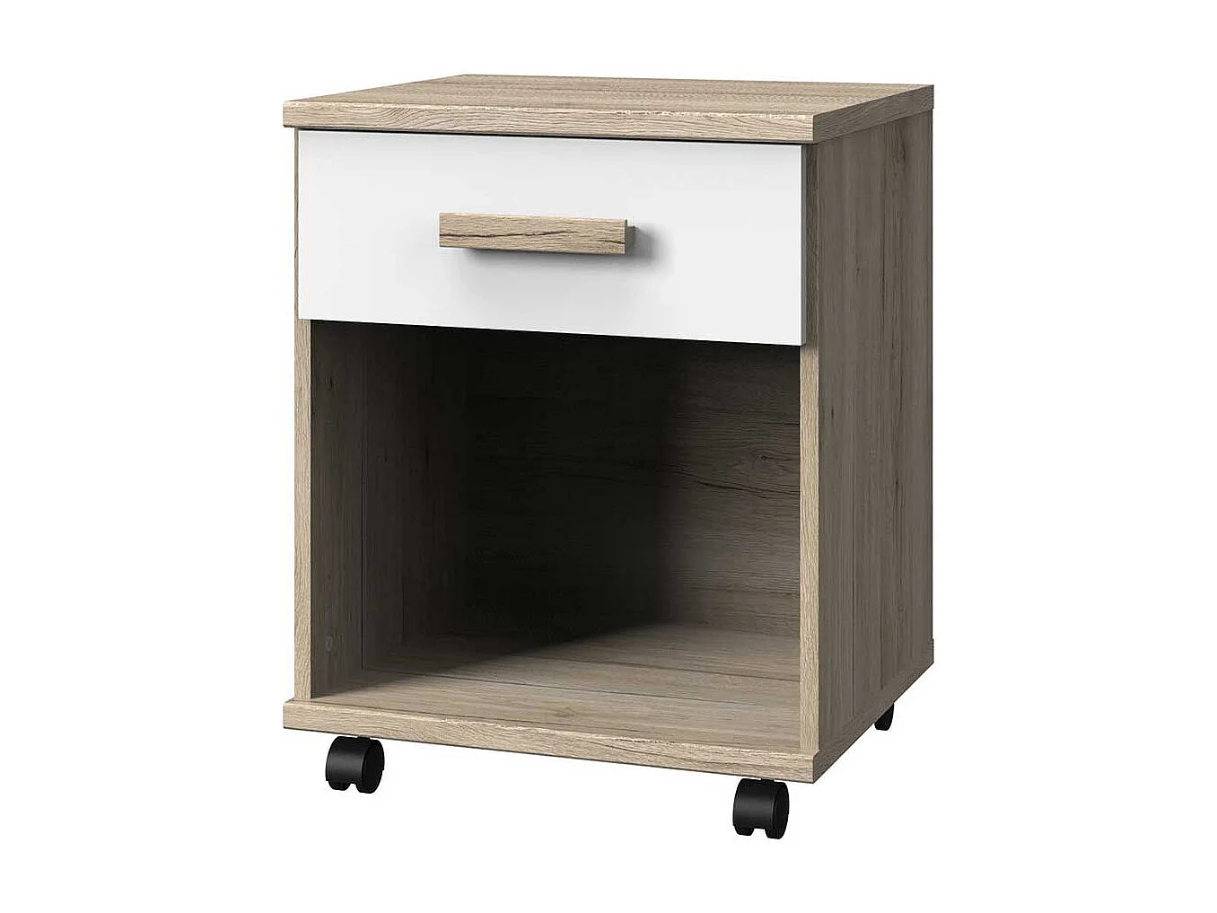 Schreibtischrollcontainer mit Schublade in Eiche San Remo Weiß