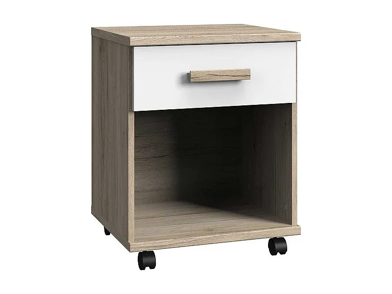 Schreibtischrollcontainer mit Schublade in Eiche San Remo Weiß