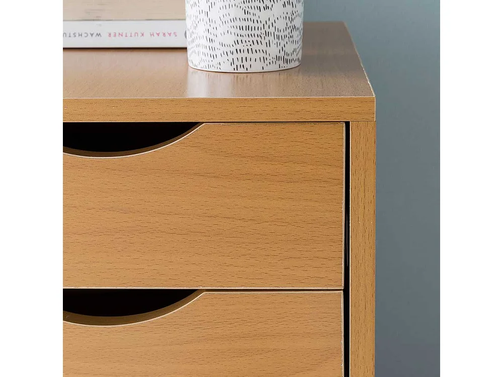 Hoher Rollcontainer in Buche Holzoptik fünf Schubladen