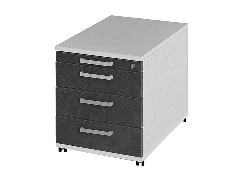 Schreibtischcontainer in Wei� Grau abschlie�bar