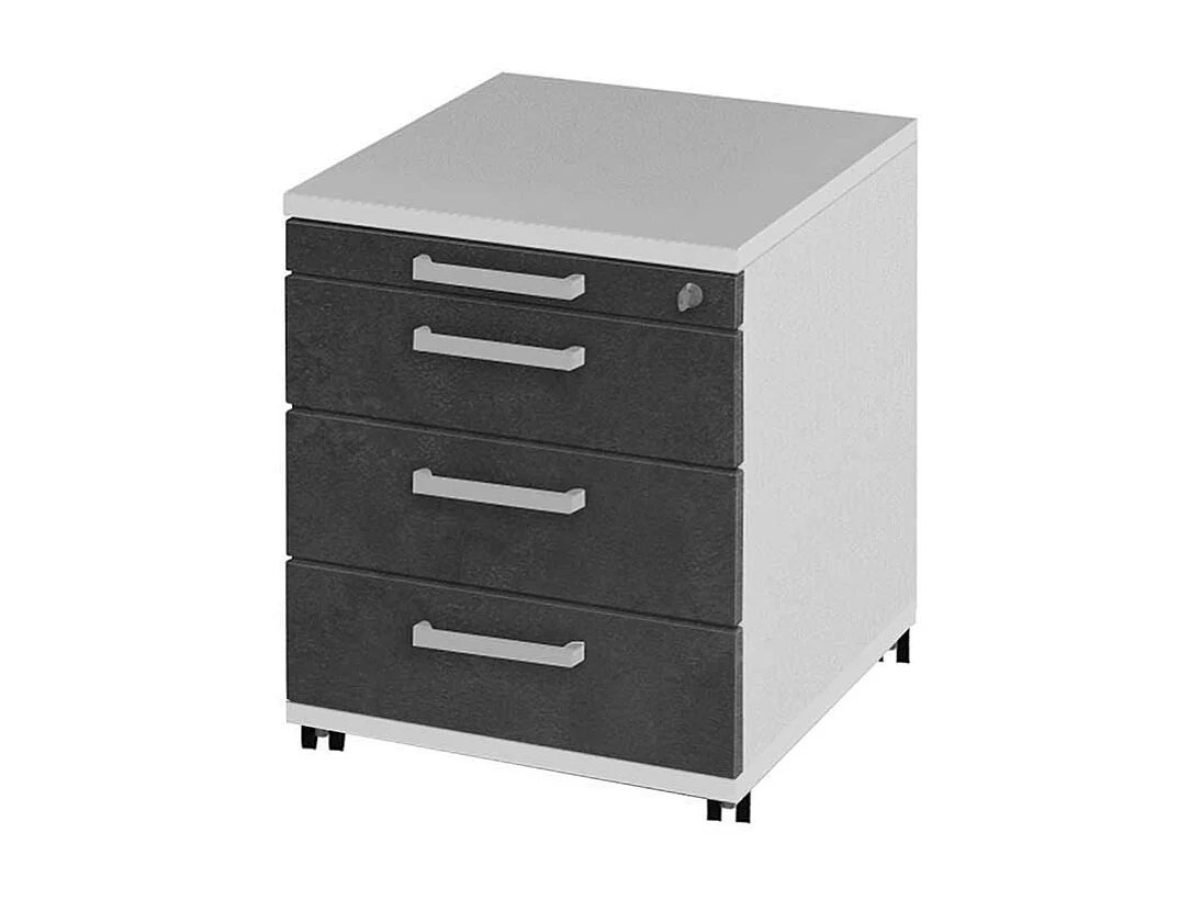 Schreibtischcontainer in Wei� Grau abschlie�bar