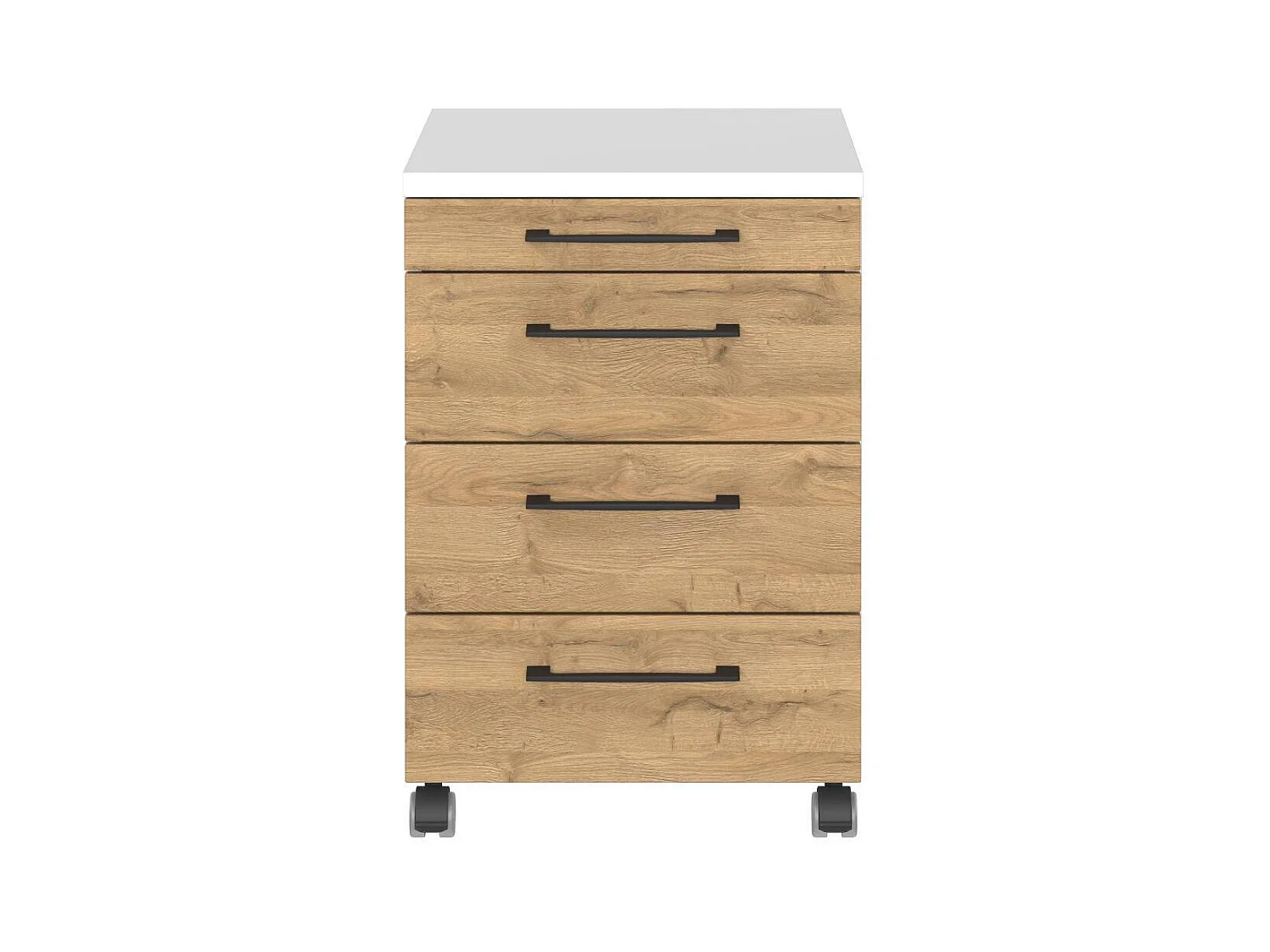 Rollcontainer Schreibtischcontainer in Wildeichefarben mit Metallgriffen