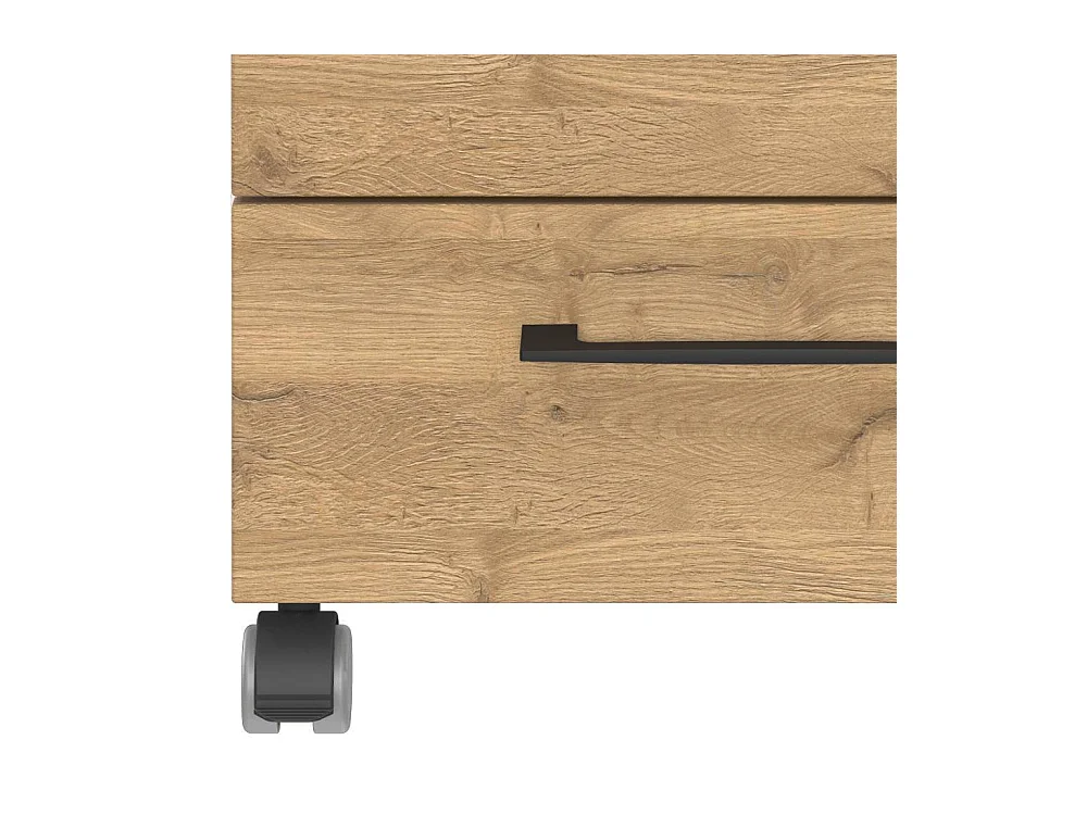 Rollcontainer Schreibtischcontainer in Wildeichefarben mit Metallgriffen