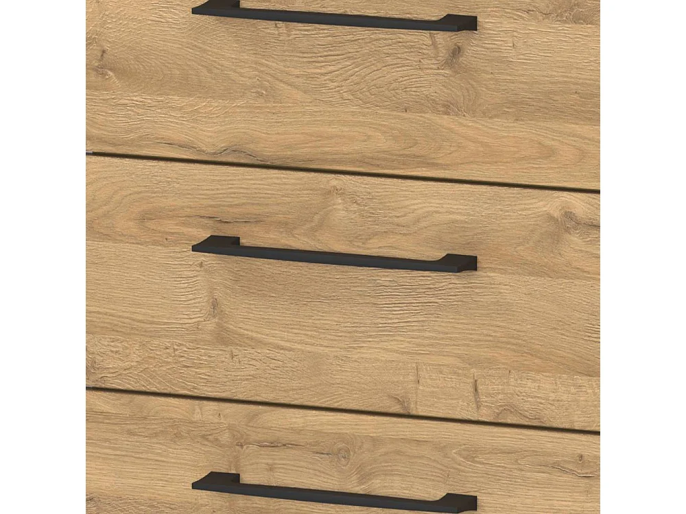 Rollcontainer Schreibtischcontainer in Wildeichefarben mit Metallgriffen