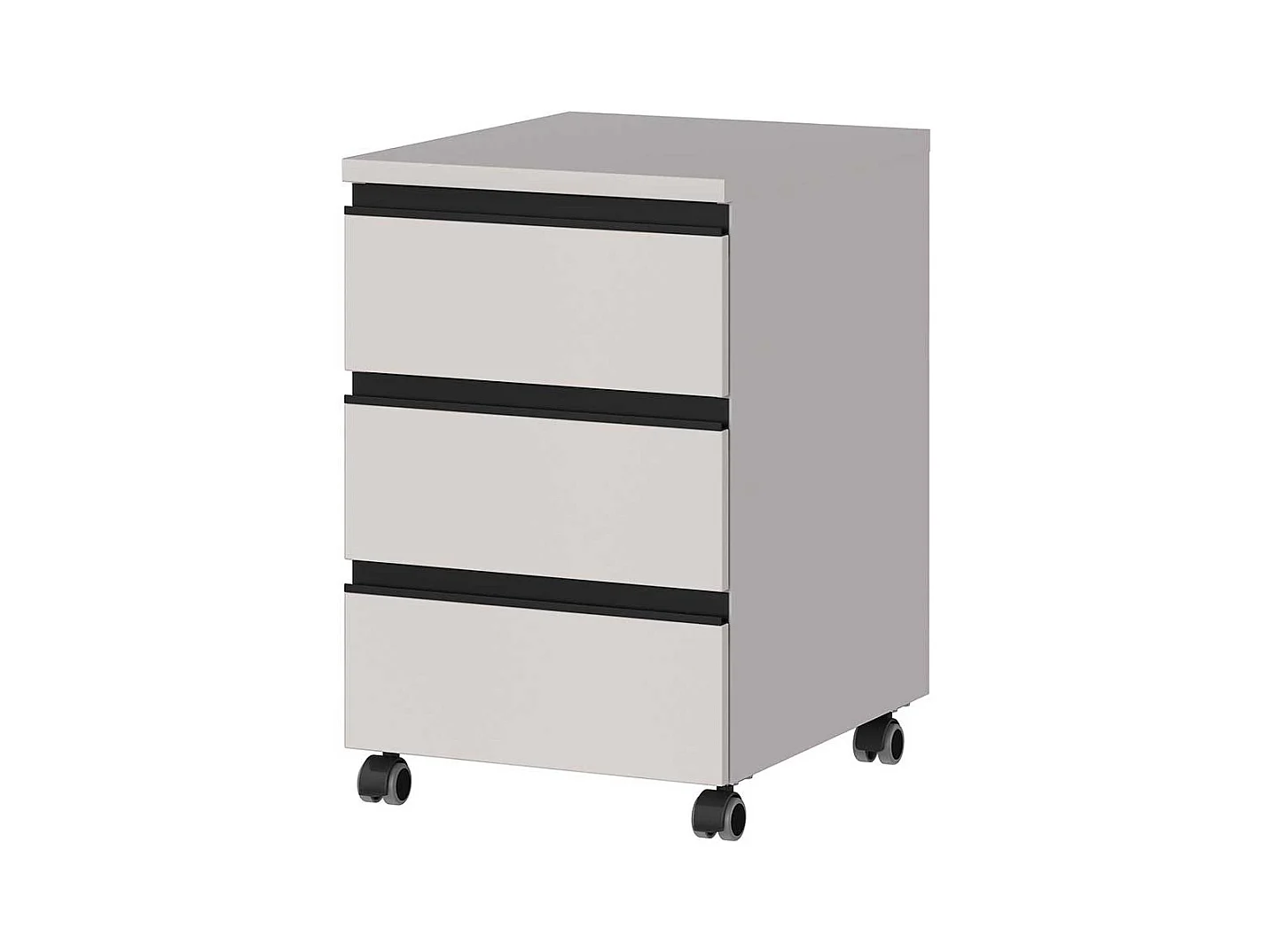 Rollcontainer Schreibtischrollcontainer mit drei Schubladen auf Kunststoffrollen