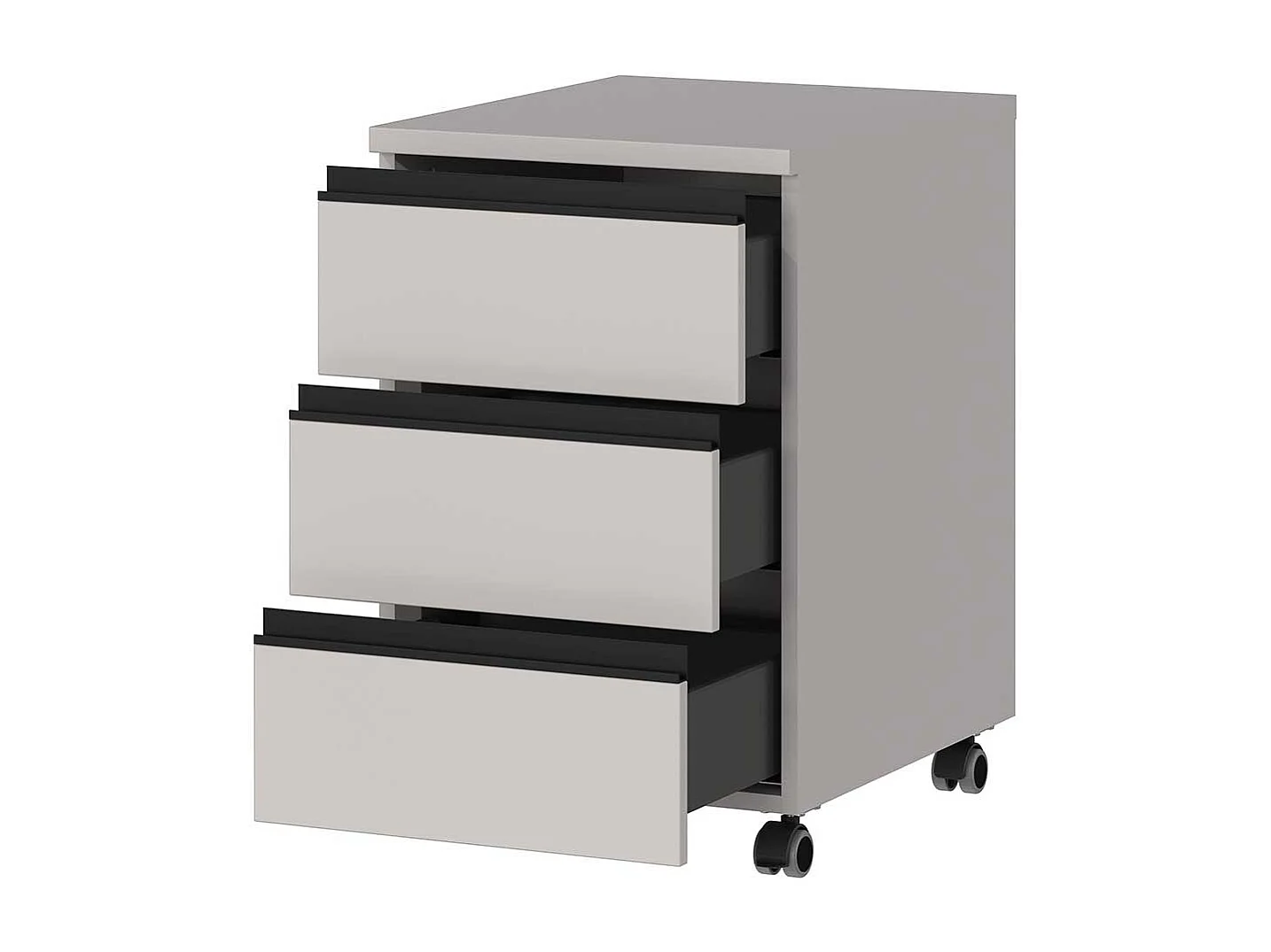 Rollcontainer Schreibtischrollcontainer mit drei Schubladen auf Kunststoffrollen