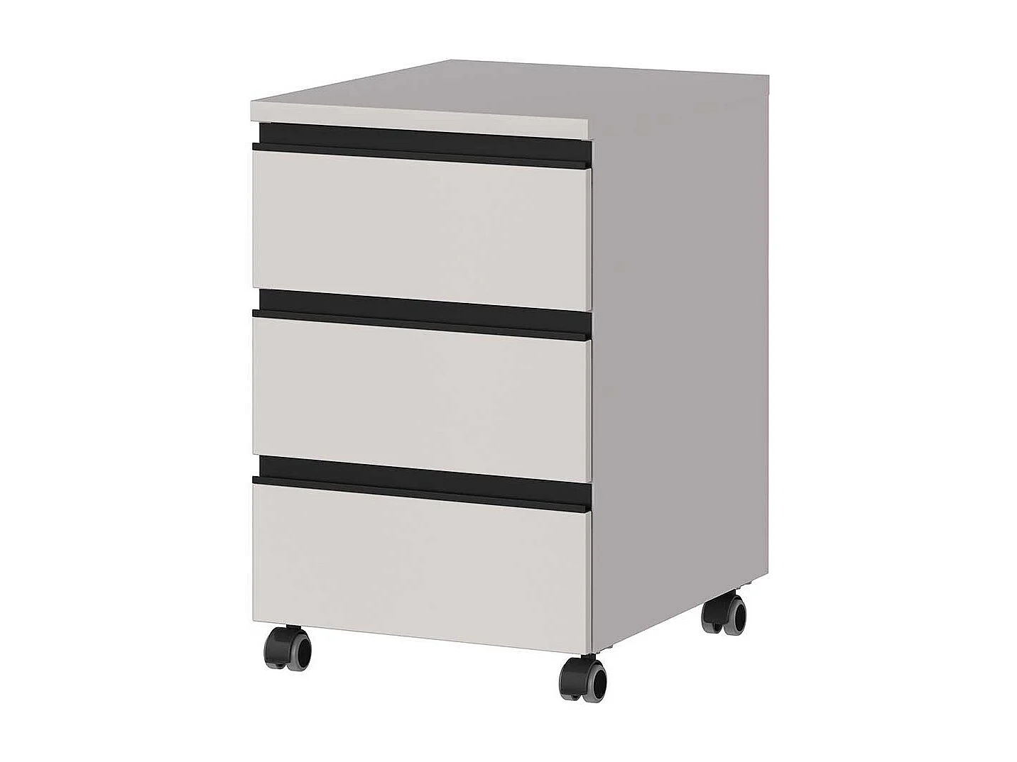 Rollcontainer Schreibtischrollcontainer mit drei Schubladen auf Kunststoffrollen