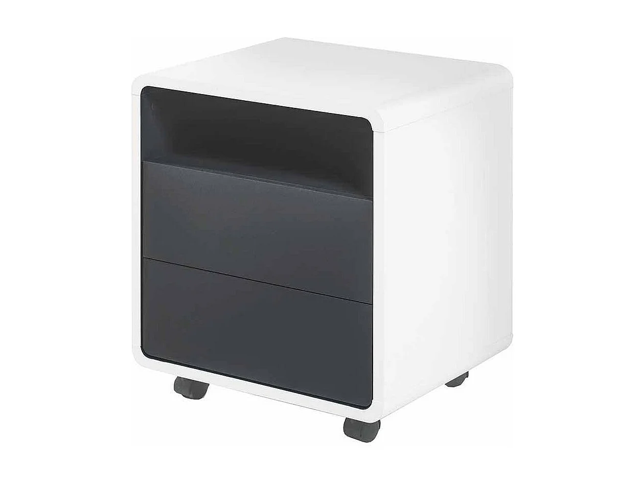 Schreibtisch Rollcontainer in Weiß Anthrazit mit offenem Fach