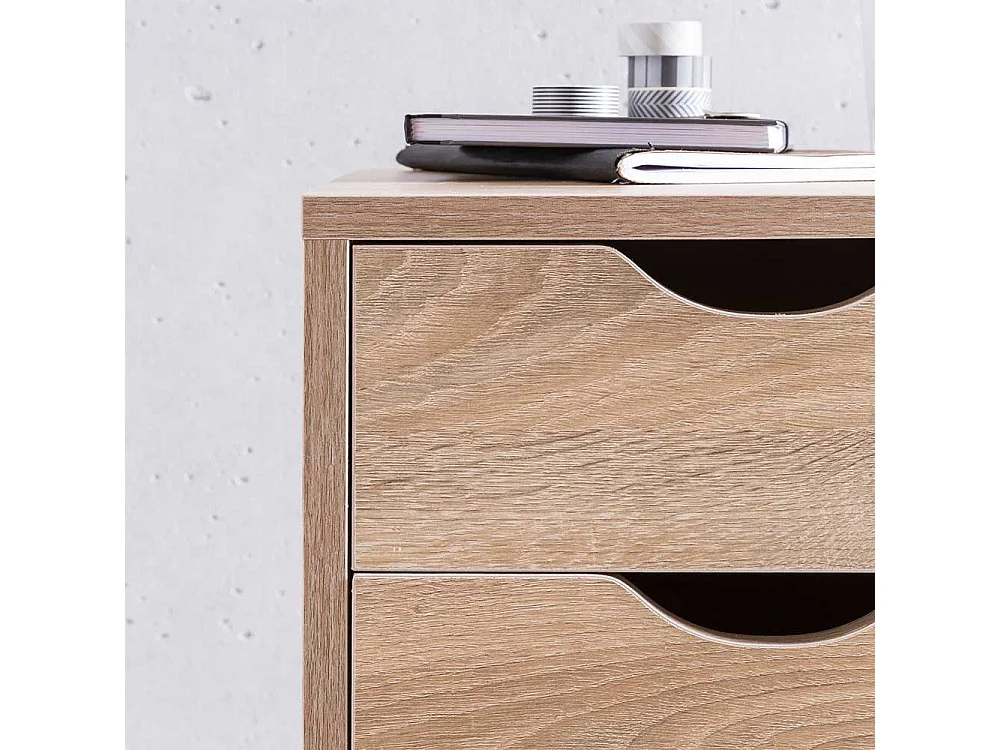 Schreibtischrollcontainer hoch mit fünf Schubladen Sonoma-Eiche